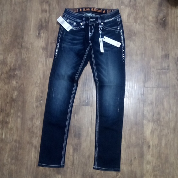 Rock Revival Women's 26 Erin Easy Skinny Embellished Shimmer NWT Inseam 32 - Picture 3 of 10